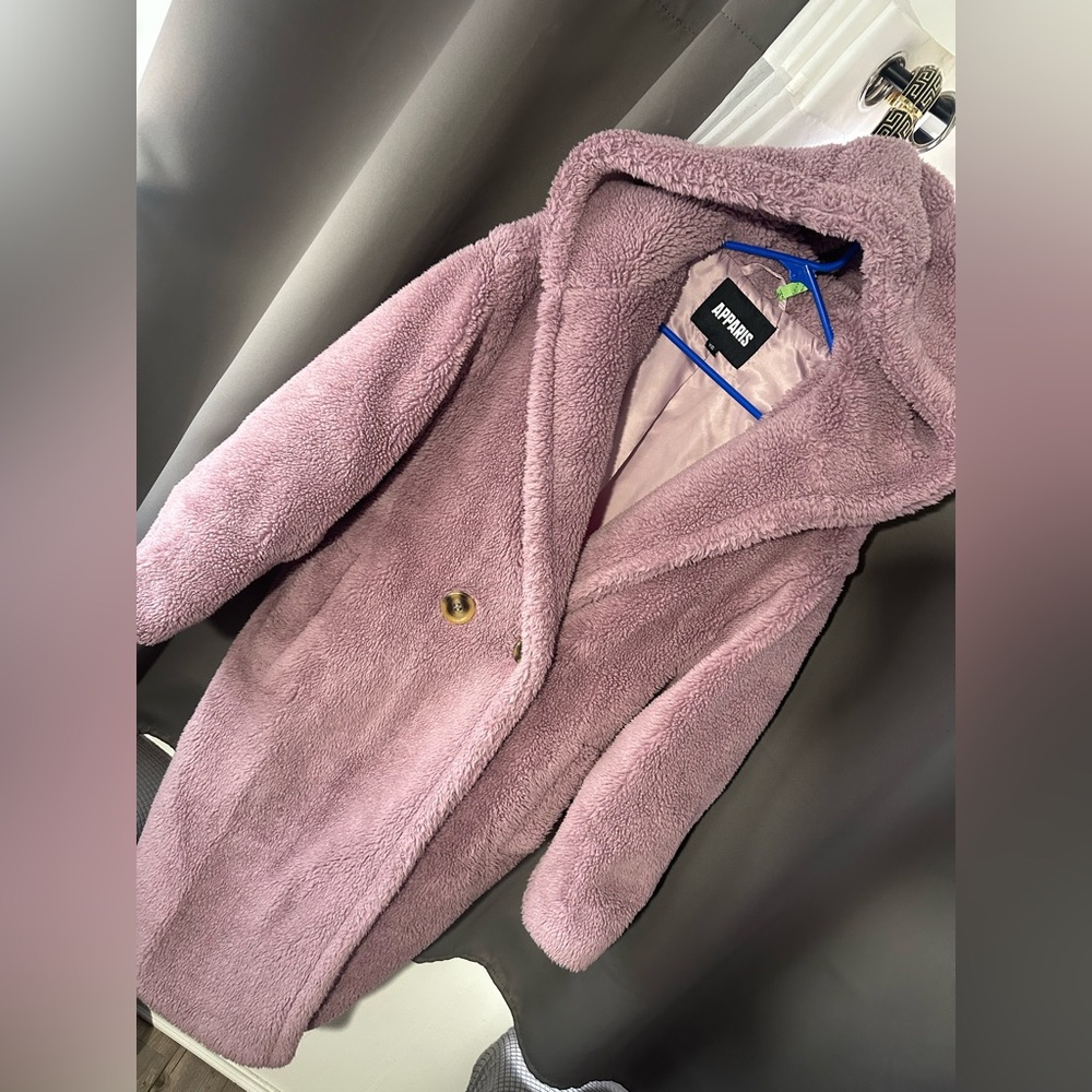 Apparis Lavender Faux Fur Coat - Picture 9 of 10